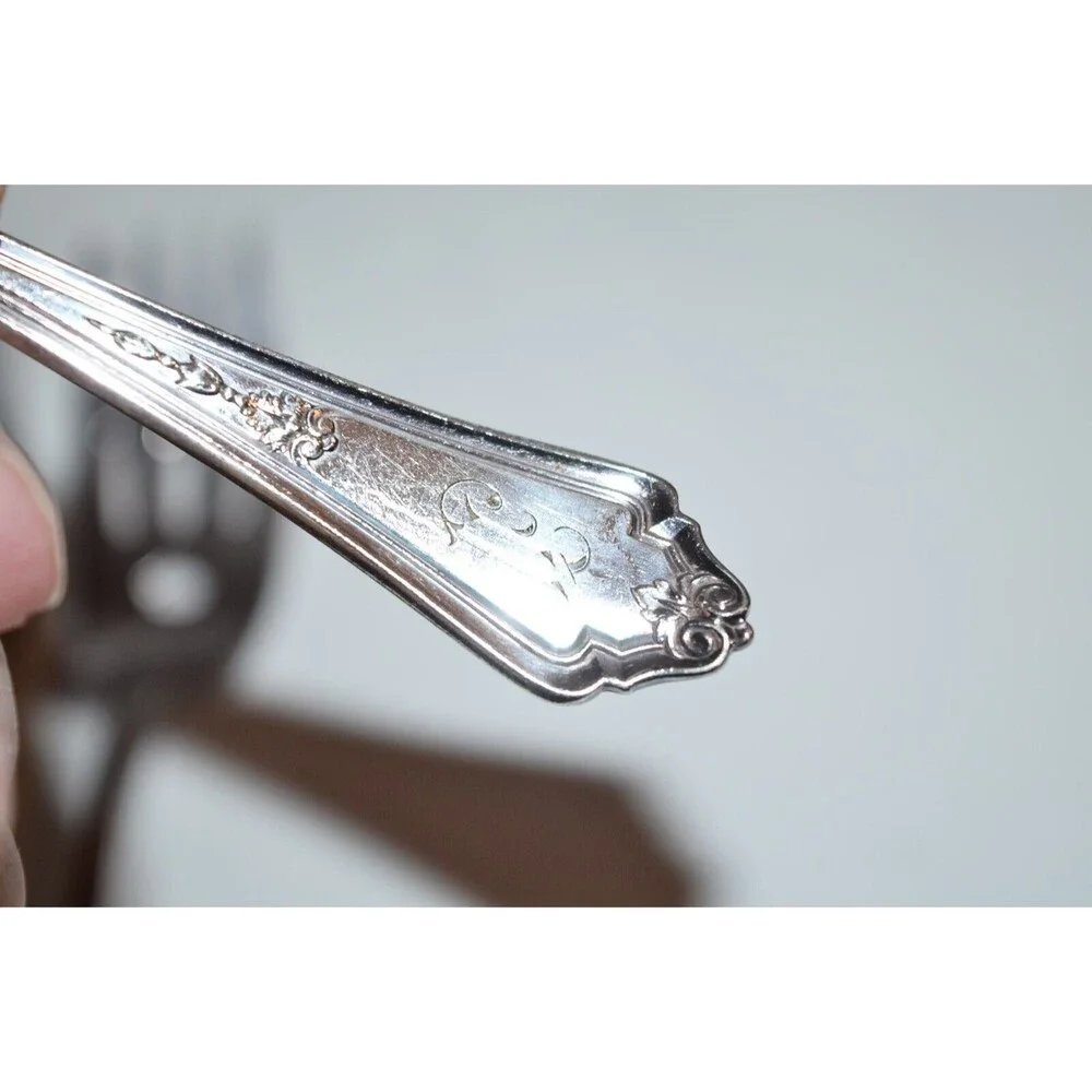 Gorham SHELBURNE Silverplate GM‎ Co Salad Dessert Forks Monogram E 3pc